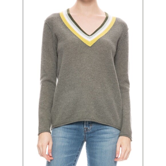 ATM CASHMERE DEEP V-NECK SWEATER SAFARI Small - Picture 2 of 9